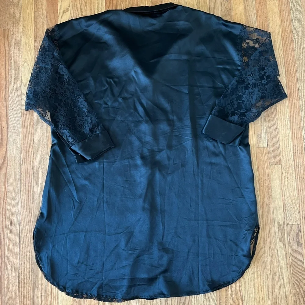 Vintage Black Long Sleeve Lace Shirt Dress